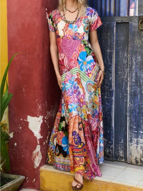 Johnny Was Dresses & Skirts - Fabulous Johnny Was Bohemian Vibrant Floral Patchwork Maxi Dress-NWT